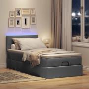 vidaXL Ottoman sängram med madrass mörkgrå 100x200 cm tyg