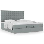 vidaXL Ottoman sängram med madrass ljusgrå 160x200 cm tyg