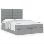vidaXL Ottoman sängram med madrass ljusgrå 140x190 cm tyg