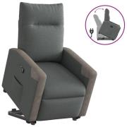vidaXL Reclinerfåtölj med uppresningshjälp mörkgrå tyg