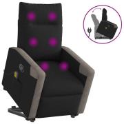 vidaXL Massagefåtölj med uppresningshjälp svart tyg