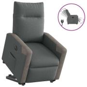 vidaXL Elektrisk reclinerfåtölj med uppresningshjälp mörkgrå tyg