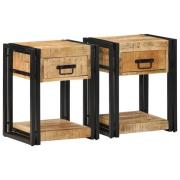 vidaXL Sängbord 2 st 40x35x50 cm massivt grovt trä mango