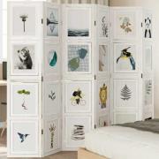 vidaXL Rumsavdelare 6 paneler vit massivt kejsarträ