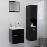 vidaXL Badrumsmöbler set svart spånskiva