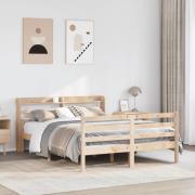 vidaXL Sängram med huvudgavel 140x190 cm massiv furu