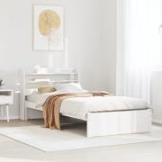 vidaXL Sängram med huvudgavel utan madrass vit 100x200 cm