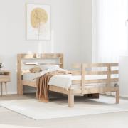 vidaXL Sängram med huvudgavel 100x200 cm massiv furu