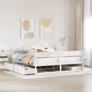 vidaXL Sängram utan madrass vit 200x200 cm massiv furu