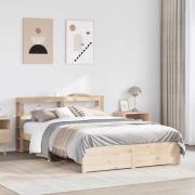 vidaXL Sängram med huvudgavel 150x200 cm massiv furu
