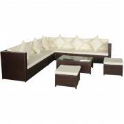 vidaXL Loungegrupp med dynor 8 delar konstrotting brun