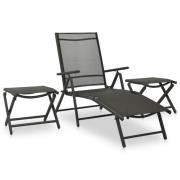 vidaXL Loungegrupp för trädgården 3 delar textilen & aluminium svart
