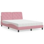 vidaXL Bed with Mattress Pink 140x200 cm Velvet