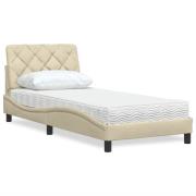 vidaXL Bed with Mattress Cream 80x200 cm Fabric
