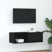 vidaXL TV-bänk svart ek 80x31x25,5 cm konstruerat trä