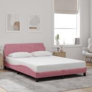 vidaXL Sängram med huvudgavel utan madrass rosa 120x200 cm sammet