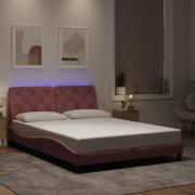 vidaXL Bed Frame with LED without Mattress Pink 120x200 cm Velvet