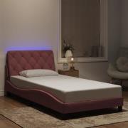 vidaXL Bed Frame with LED without Mattress Pink 100x200 cm Velvet