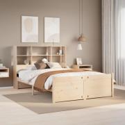 vidaXL Säng med bokhylla utan madrass 120x190 cm massiv furu