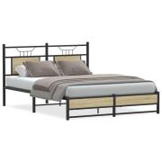 vidaXL Sängram utan madrass sonoma-ek 137x190 cm konstruerad trä