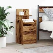vidaXL Sängbord med 2 lådor 2 st gammalt trä 38x34x80 cm