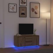 vidaXL TV-bänk med LED-lampor hantverksmässig ek 100x41x50 cm