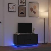 vidaXL TV-bänk med LED-lampor svart ek 100x41x50 cm