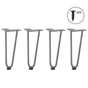 vidaXL Hårnålsformade bordsben 4 st naturstål 30 cm massivt stål