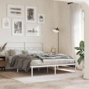 vidaXL Sängram med huvudgavel metall vit 140x190 cm