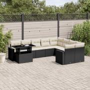 vidaXL Loungegrupp 10 delar med svarta dynor konstrotting