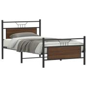 vidaXL Sängram utan madrass brun ek 100x190 cm konstruerad trä