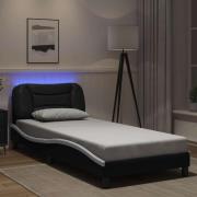 vidaXL Bed Frame with LED without Mattress "Hvar" Black and White 80x2...