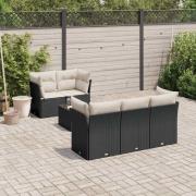 vidaXL Loungegrupp med dynor 6 delar svart konstrotting