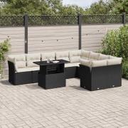 vidaXL Loungegrupp 10 delar med svarta dynor konstrotting