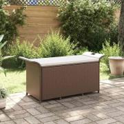 vidaXL Trädgårdsbänk med dyna brun 116x46x57 cm konstrotting