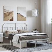 vidaXL Sängram med huvudgavel metall vit 135x190 cm
