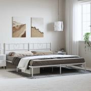 vidaXL Sängram med huvudgavel metall vit 193x203 cm
