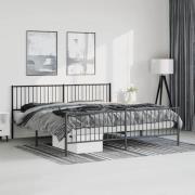 vidaXL Sängram med huvudgavel och fotgavel svart metall 193x203 cm