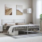 vidaXL Sängram med huvudgavel och fotgavel vit metall 183x213 cm