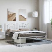 vidaXL Sängram med huvudgavel metall vit 183x213 cm