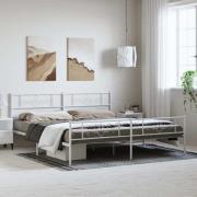 vidaXL Sängram med huvudgavel och fotgavel vit metall 183x213 cm
