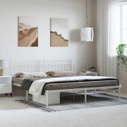 vidaXL Sängram med huvudgavel metall vit 183x213 cm