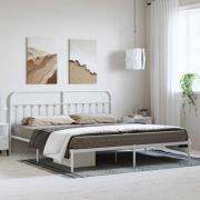 vidaXL Sängram med huvudgavel metall vit 193x203 cm