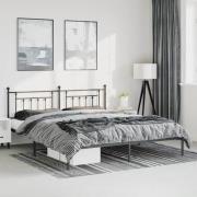 vidaXL Sängram med huvudgavel metall svart 193x203 cm