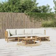 vidaXL Loungegrupp 6 delar gräddvita dynor bambu