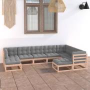 vidaXL Loungegrupp för trädgården med dynor 9 delar massiv furu