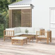 vidaXL Loungegrupp 8 delar gräddvita dynor bambu