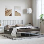 vidaXL Sängram med huvudgavel metall vit 150x200 cm
