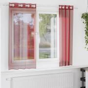 vidaXL Voile gardiner med genomföringar 2 delar vinröd