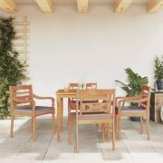 vidaXL Matgrupp för trädgården med mörkgrå dynor 5 delar massiv teak